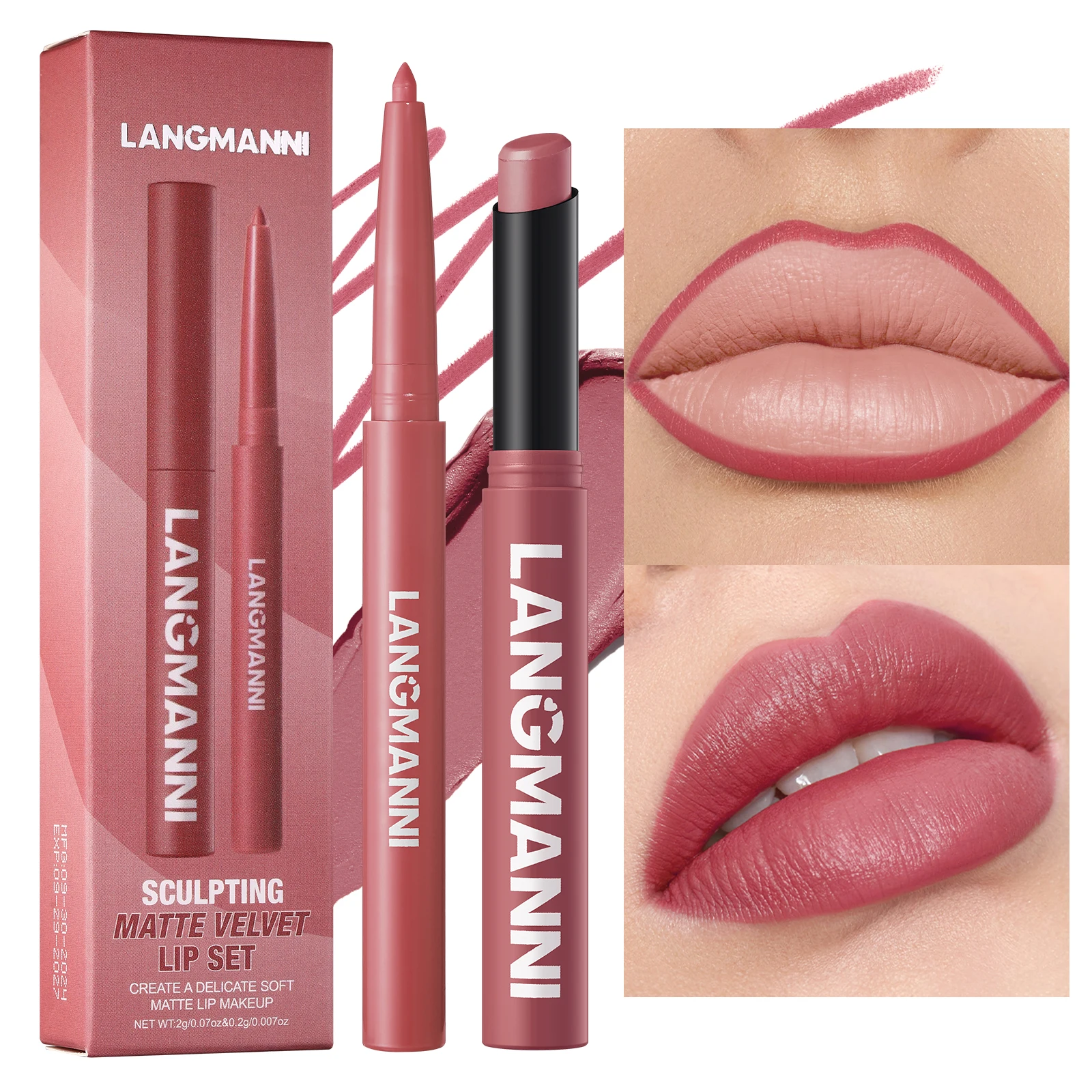 2-in-1 Waterproof Lip Liner & Lipstick Set