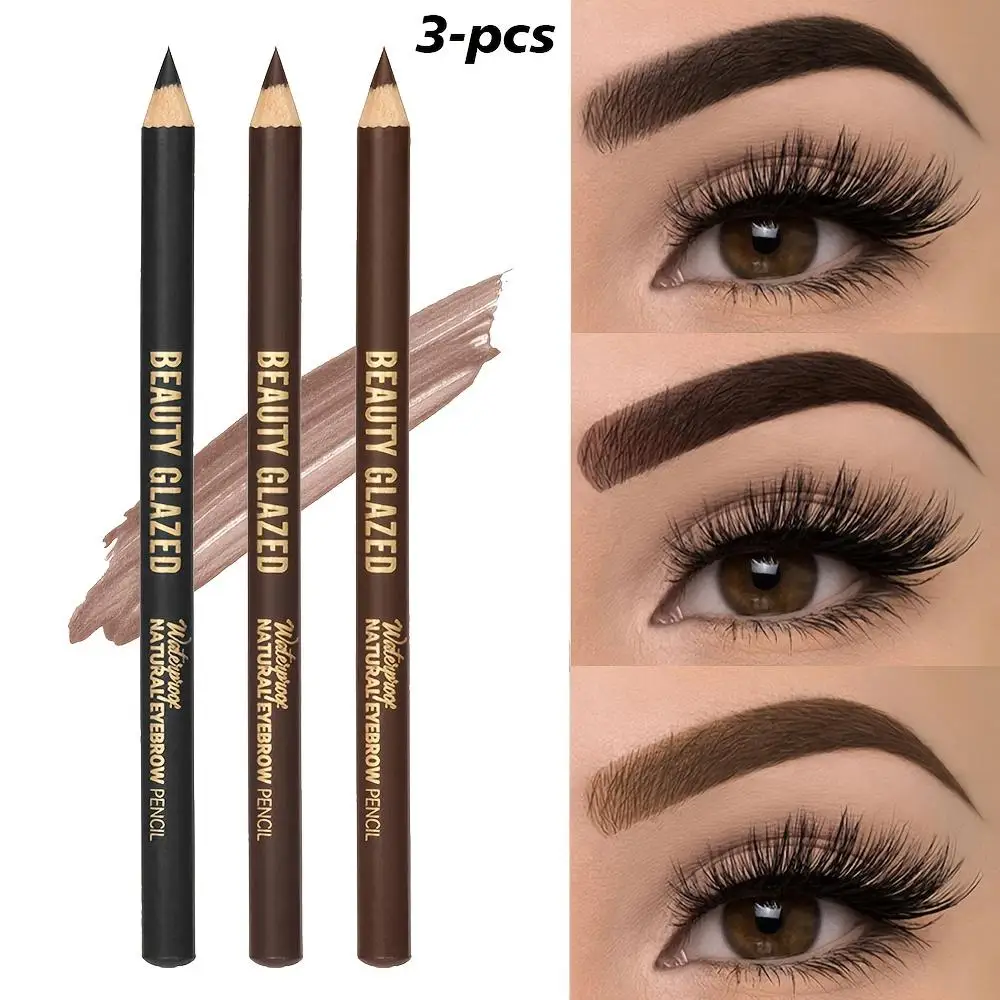 Waterproof Eyebrow Pencil, 3-Pack